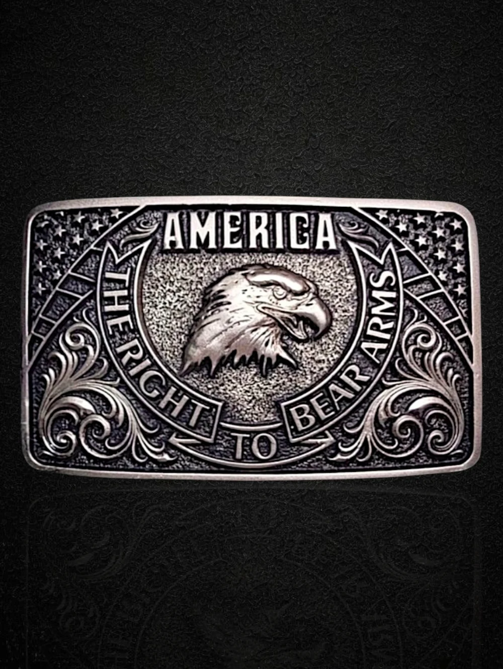 Montana Silversmiths Eagle Right‎ To Bear Arms Patriotic Buckle Retail $45 - NEW